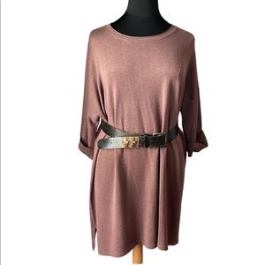 Poetry Dusty Plum Silk and Cashmere Shirt Dress